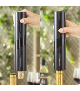 Tire-bouchon électrique noir à piles avec coupe-capsule