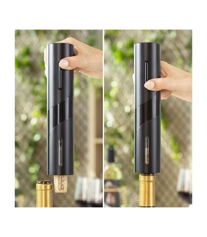 Tire-bouchon électrique noir à piles avec coupe-capsule