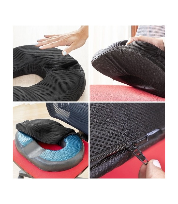 Coussin assise ergonomique en Gel et Charbon de Bambou avec Housse Amovible