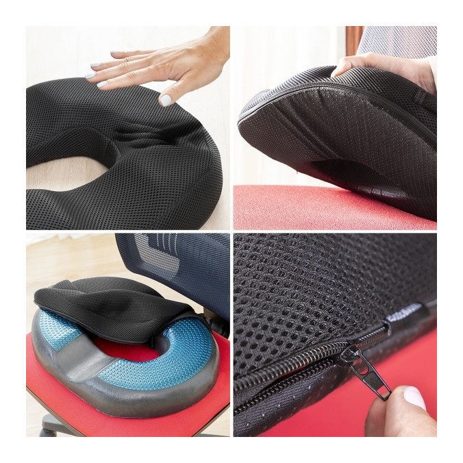 Coussin assise ergonomique en Gel et Charbon de Bambou avec Housse Amovible