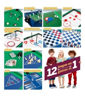 Table de jeux 12 en 1 – Baby-foot, billard, ping-pong