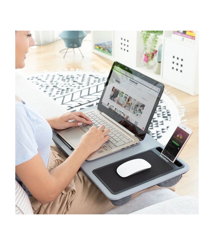 Bureau Portable avec Coussin XL et Tapis de Souris – Table d'Appoint pour Ordinateur