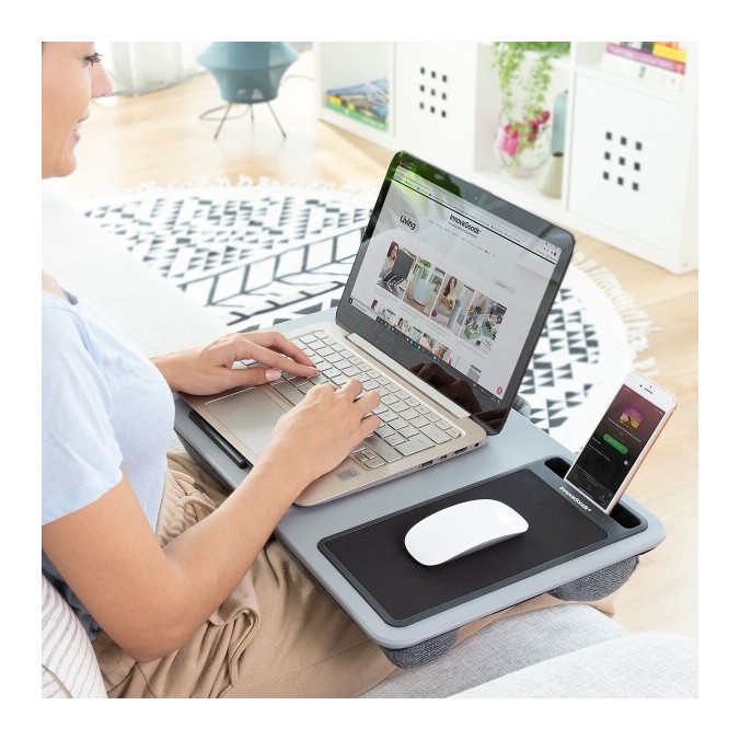 Bureau Portable avec Coussin XL et Tapis de Souris – Table d'Appoint pour Ordinateur