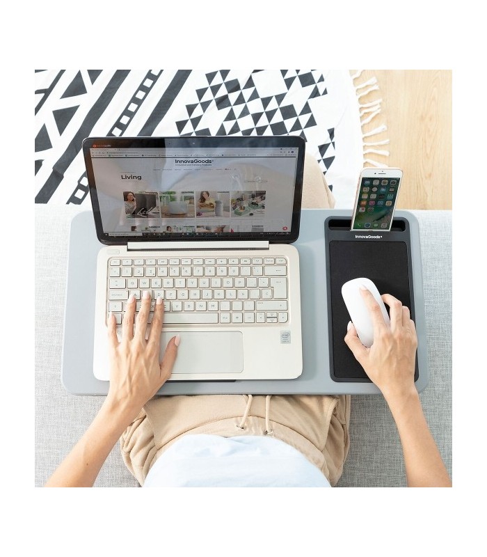 Bureau Portable avec Coussin XL et Tapis de Souris – Table d'Appoint pour Ordinateur