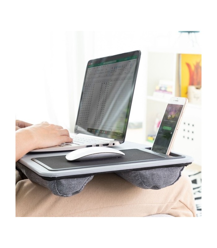 Bureau Portable avec Coussin XL et Tapis de Souris – Table d'Appoint pour Ordinateur