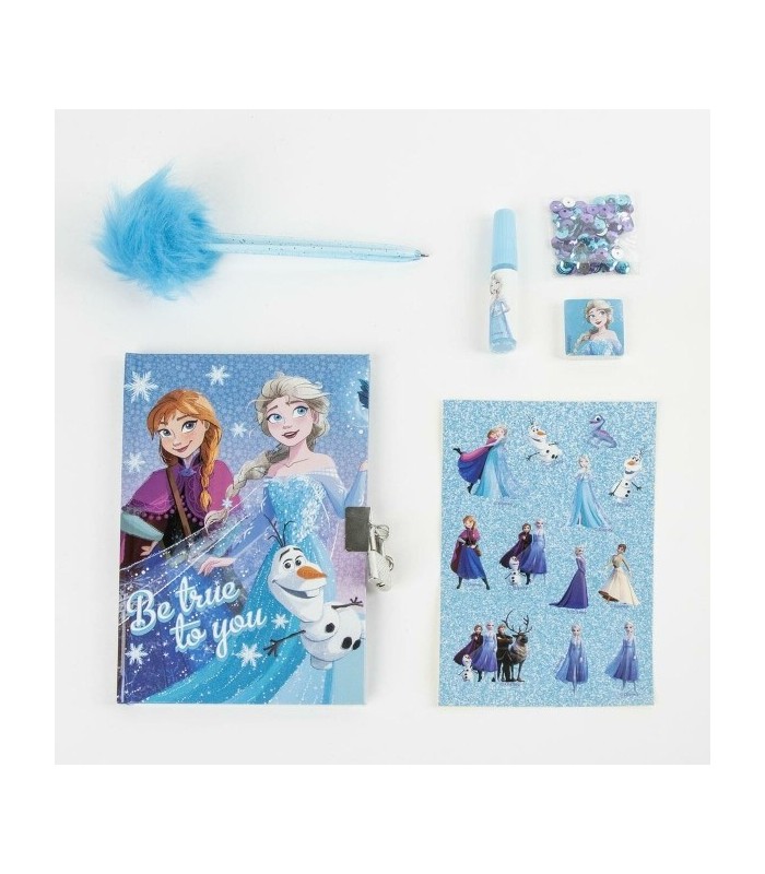 Coffret Agenda Frozen avec Cadenas + Accessoires Magiques (Stickers, Stylo, Colle, Paillettes)