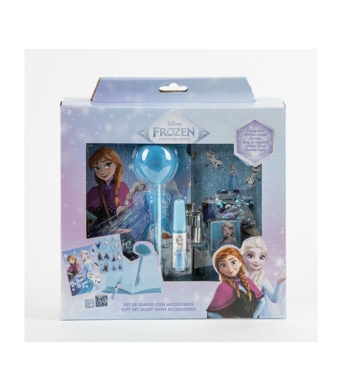 Coffret Agenda Frozen avec Cadenas + Accessoires Magiques (Stickers, Stylo, Colle, Paillettes)