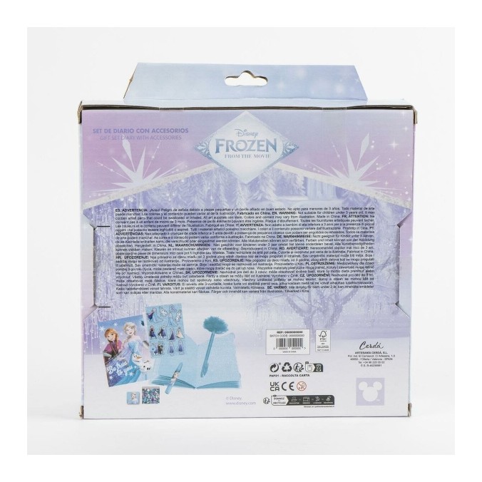 Coffret Agenda Frozen avec Cadenas + Accessoires Magiques (Stickers, Stylo, Gomme, Paillettes)