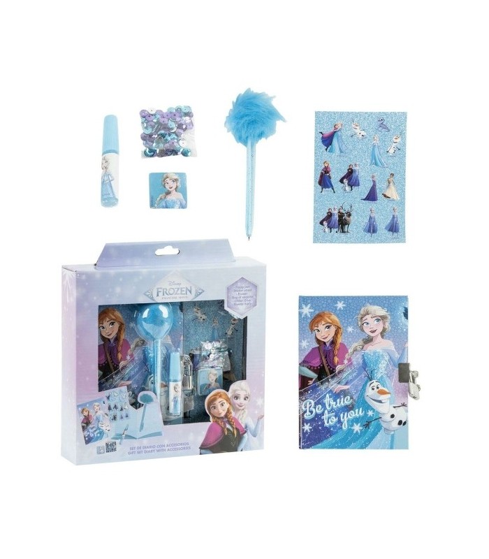 Coffret Agenda Frozen avec Cadenas + Accessoires Magiques (Stickers, Stylo, Colle, Paillettes)