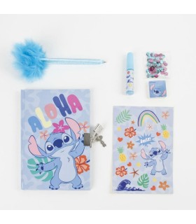Coffret Agenda Stitch avec Cadenas + Accessoires Magiques (Stickers, Stylo, Colle, Paillettes)