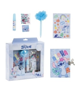 Coffret Agenda Stitch avec Cadenas + Accessoires Magiques (Stickers, Stylo, Colle, Paillettes)
