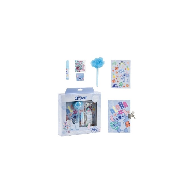 Coffret Agenda Stitch avec Cadenas + Accessoires Magiques (Stickers, Stylo, Colle, Paillettes)