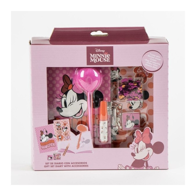 Coffret Agenda Minnie Mousse avec Cadenas + Accessoires Magiques (Stickers, Stylo, Colle, Paillettes)