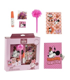 Coffret Agenda Minnie Mousse avec Cadenas + Accessoires Magiques (Stickers, Stylo, Colle, Paillettes)