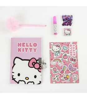Coffret Agenda Hello Kitty avec Cadenas + Accessoires Magiques (Stickers, Stylo, Colle, Paillettes)