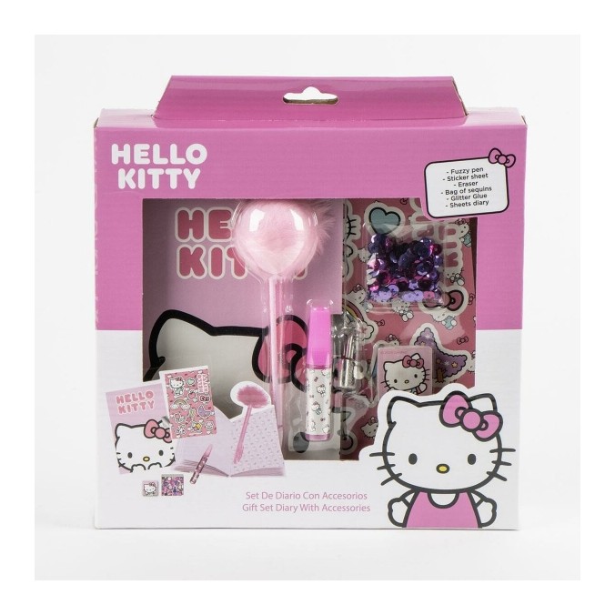 Coffret Agenda Hello Kitty avec Cadenas + Accessoires Magiques (Stickers, Stylo, Colle, Paillettes)