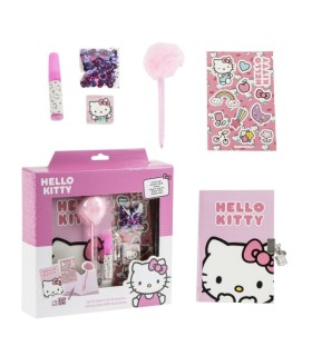 Coffret Agenda Hello Kitty avec Cadenas + Accessoires Magiques (Stickers, Stylo, Colle, Paillettes)