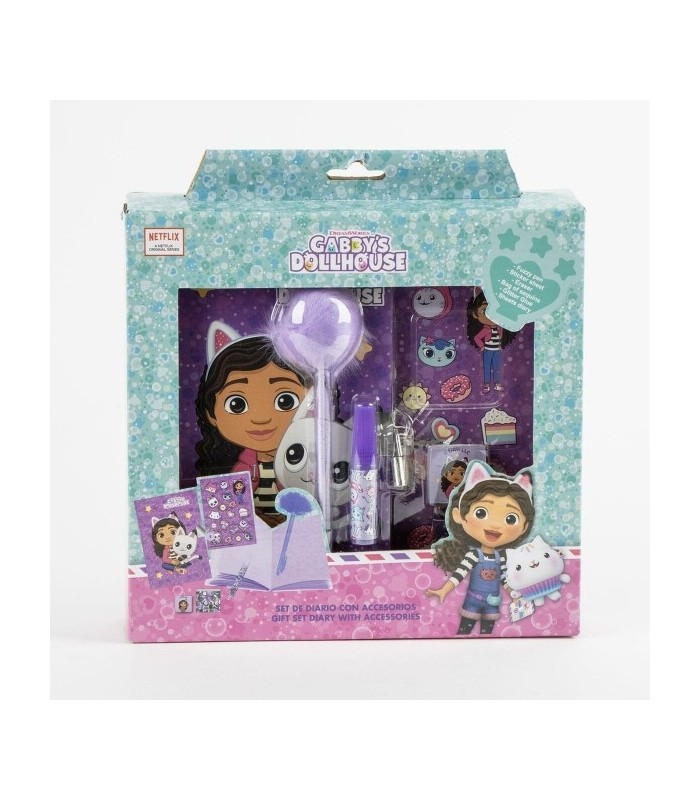 Coffret Agenda Gabby’s Dollhouse avec Cadenas + Accessoires Magiques (Stickers, Stylo, Colle, Paillettes)