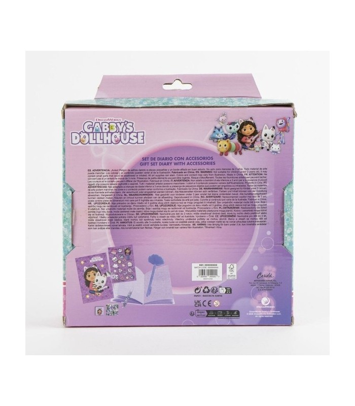 Coffret Agenda Gabby’s Dollhouse avec Cadenas + Accessoires Magiques (Stickers, Stylo, Colle, Paillettes)
