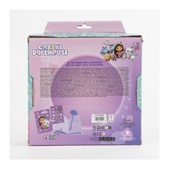 Coffret Agenda Gabby’s Dollhouse avec Cadenas + Accessoires Magiques (Stickers, Stylo, Colle, Paillettes)