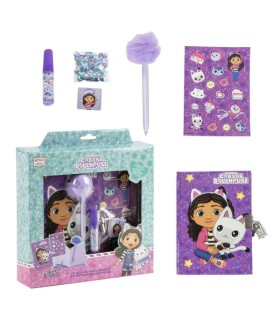 Coffret Agenda Gabby’s Dollhouse avec Cadenas + Accessoires Magiques (Stickers, Stylo, Colle, Paillettes)