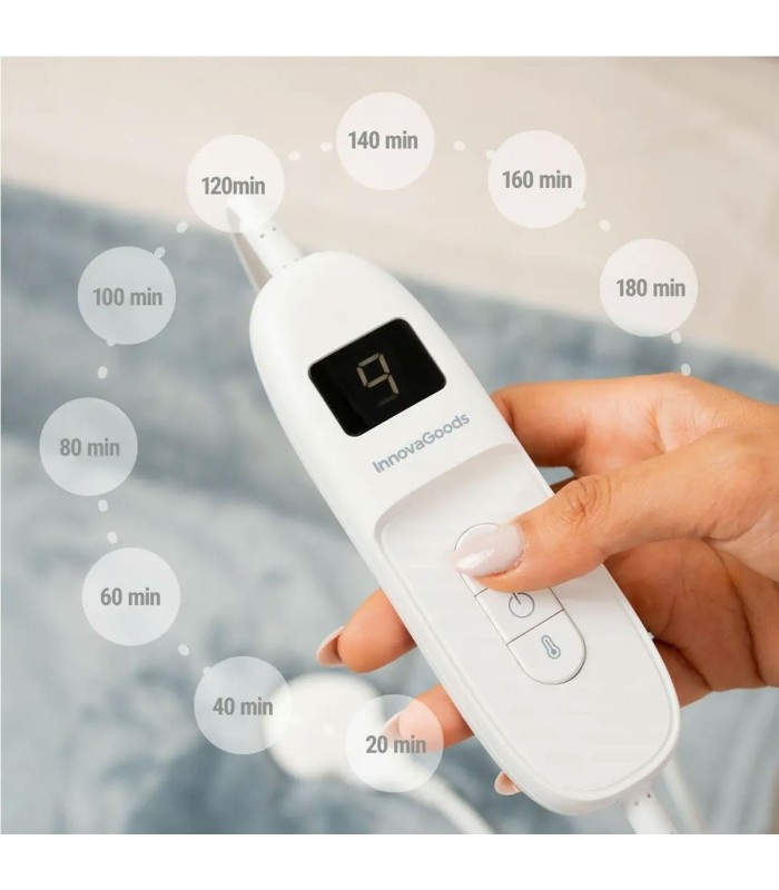 Couverture Chauffante Grise 120x160 – 9 Niveaux, Minuterie 🛏️