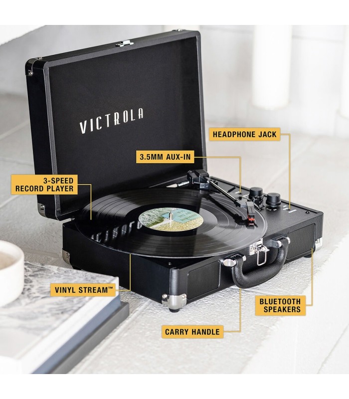 Victrola Journey noir | platine vinyle valise, finition noire