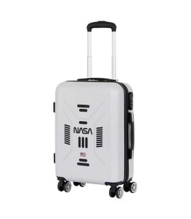 Valise cabine NASA – blanc, coque rigide 55 cm, trolley 4 roues