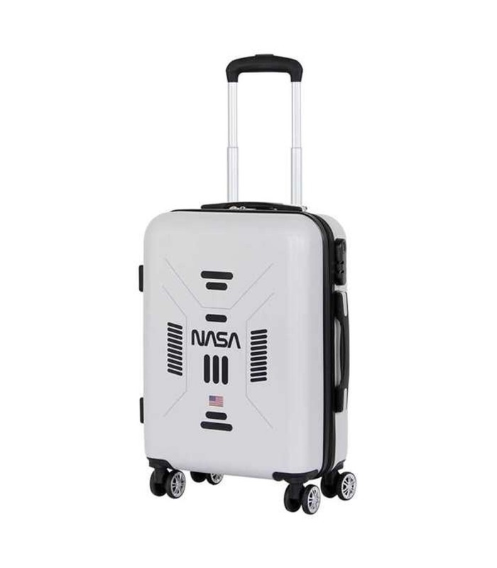 Valise cabine NASA – blanc, coque rigide 55 cm, trolley 4 roues
