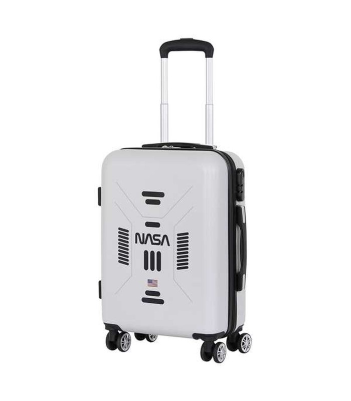 Valise cabine NASA – blanc, coque rigide 55 cm, trolley 4 roues