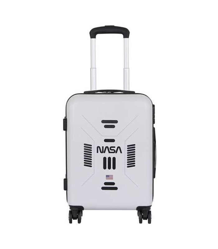Valise cabine NASA – blanc, coque rigide 55 cm, trolley 4 roues