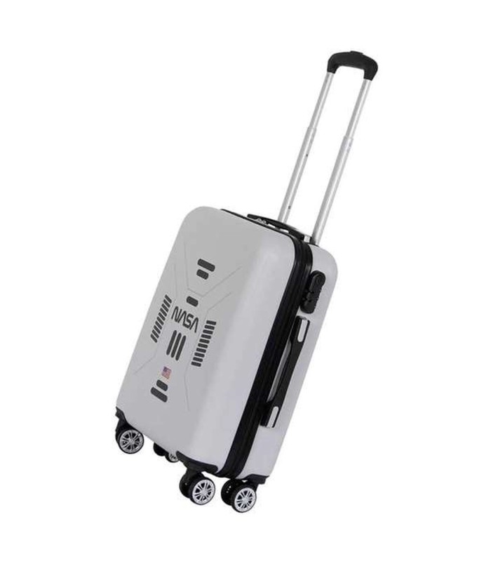 Valise cabine NASA – blanc, coque rigide 55 cm, trolley 4 roues