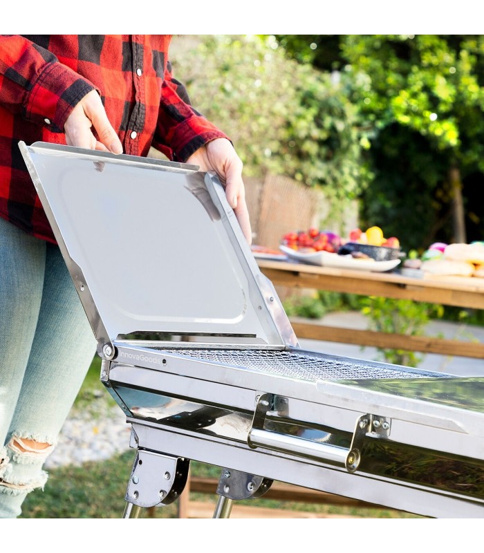 ExelQ barbecue au charbon de bois pliable, inox – InnovaGoods