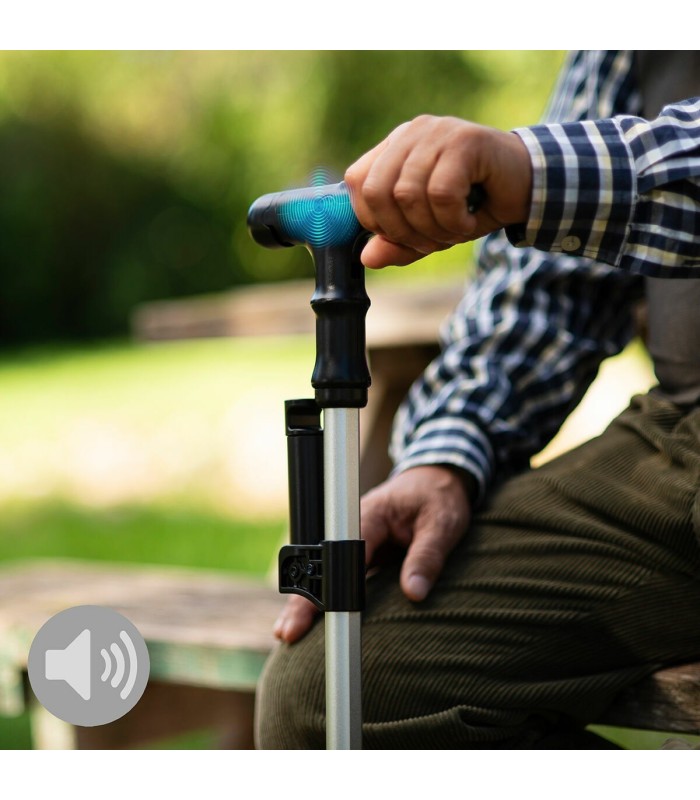 Canne extensible 🦯 LED, alarme - gris et noir | durable & sûre