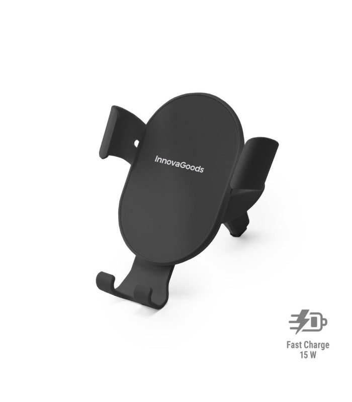 Support charge sans fil voiture 🚗 | 15W noir, prise sûre