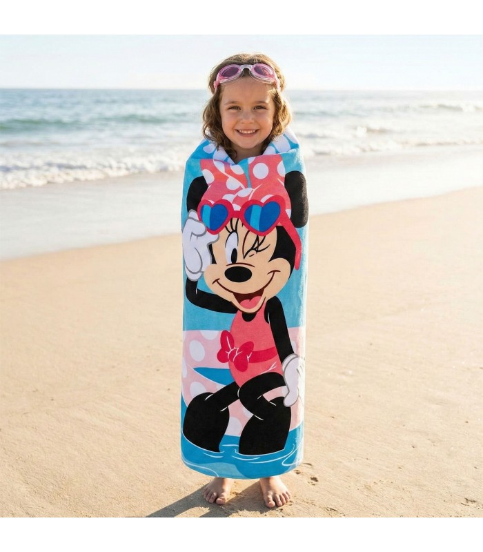 Serviette de plage Minnie Mouse 🏖️ bleu | lunettes incluses