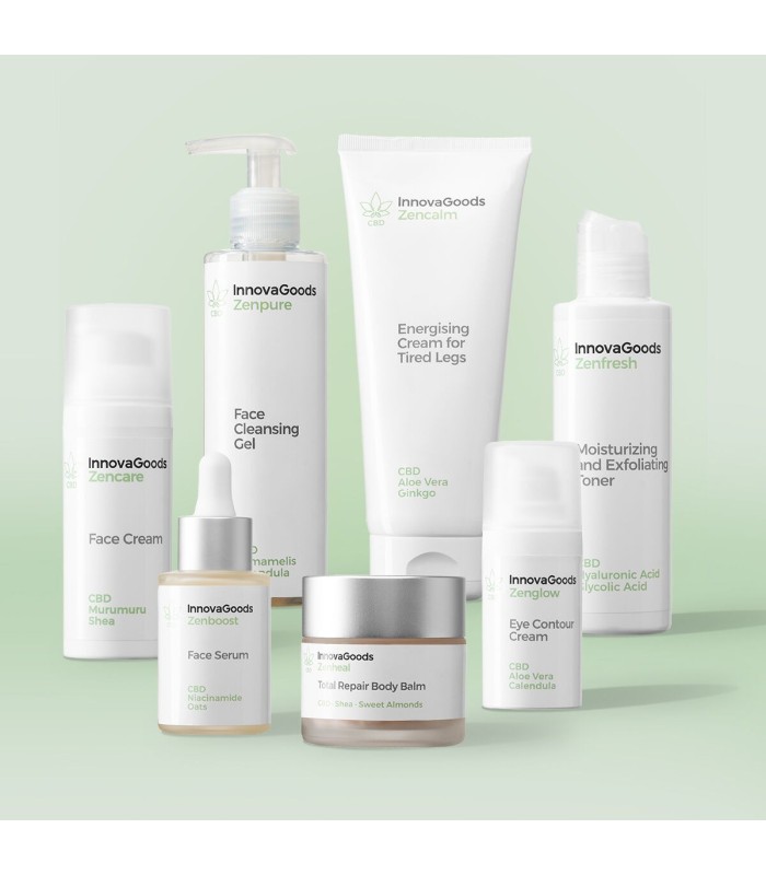 Réflexion durant une seconde Pack routine de soin visage et corps au CBD – InnovaGoods