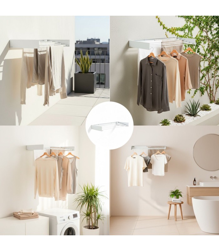 Réflexion durant une seconde Dryva 80 blanc – étendoir pliable rétractable InnovaGoods