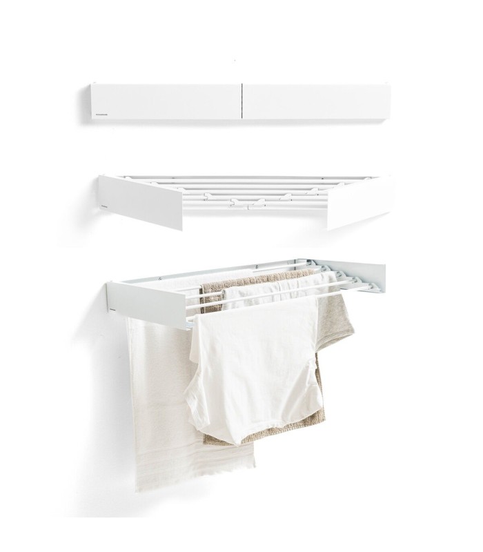 Étendoir mural pliable 🧺 | blanc, durable et gain de place