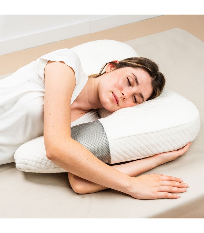 Oreiller ergonomique Ullow en U blanc/gris – InnovaGoods