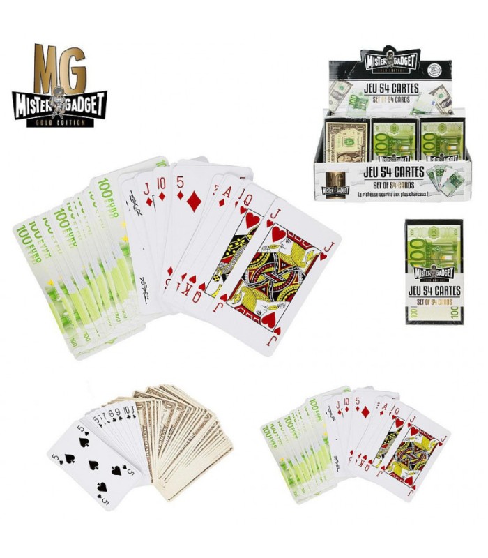 Jeu de 54 cartes euro et dollars 💵 - idée cadeau durable