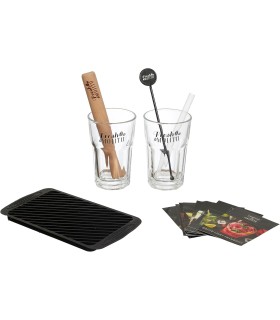 Coffret mojito complet avec recettes – verres décorés et pilon bois