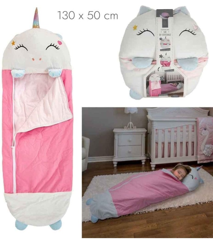 Réflexion durant une seconde Sac de couchage convertible licorne – 130 x 50 cm enfant