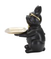 Sculpture bulldog noir 🐶 21 cm | vide-poche design et durable
