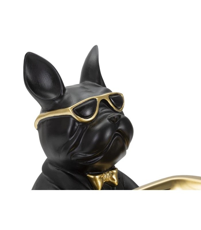 SCULPTURE BULLDOG NOIR VIDE POCHE 21 CM