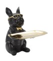 Sculpture bulldog noir 🐶 21 cm | vide-poche design et durable