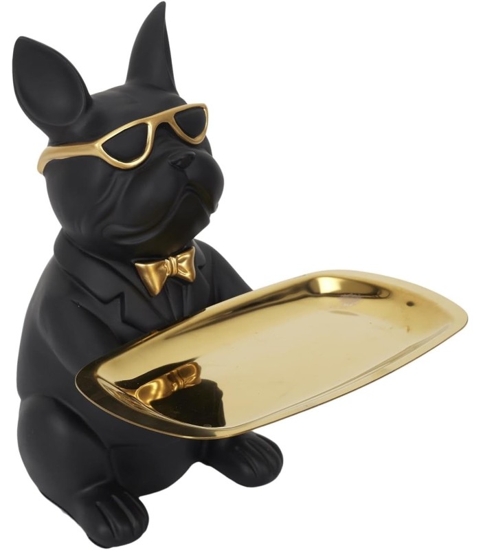 SCULPTURE BULLDOG NOIR VIDE POCHE 21 CM