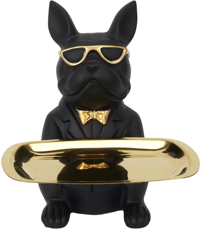 SCULPTURE BULLDOG NOIR VIDE POCHE 21 CM