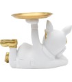 Statue Déco Bulldog Blanc et Or Vide Poche en Résine 🐶