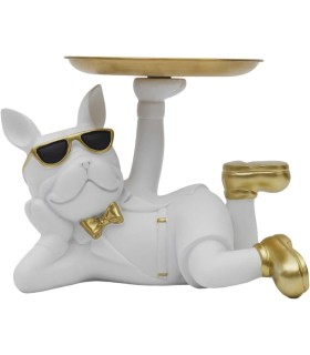SCULTURE DECO BULLDOG BLANC VIDE POCHE